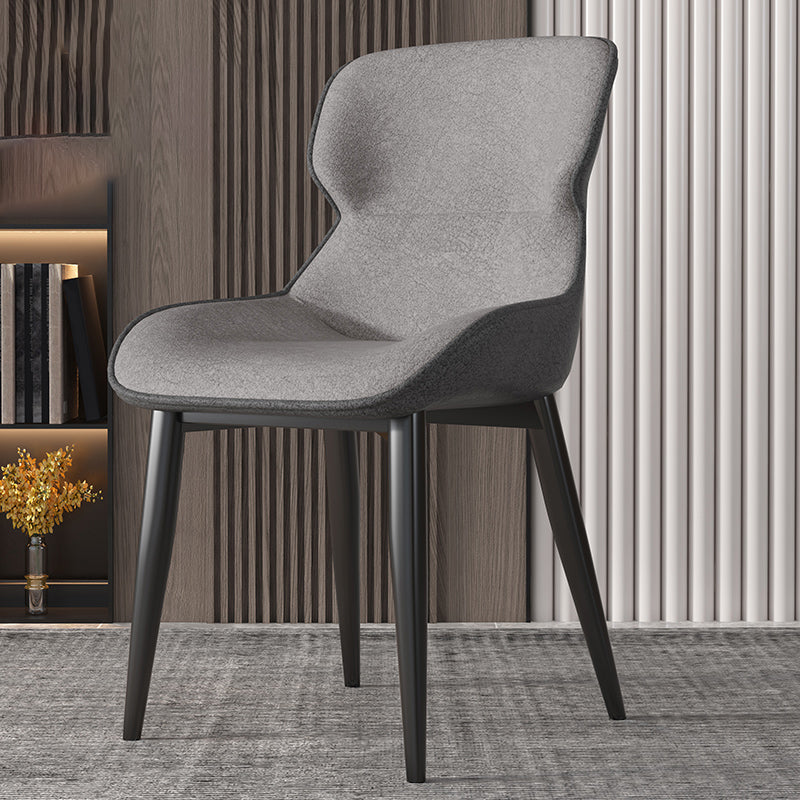 Contemporary Indoor Arm Chair Wingback Upholstered Metal Dining Room Chair Grey 1 Piece Clearhalo ' kitchen&dining_furn' 'Dining Chairs' 'Dining Tables & Seating' 'dining_chair' 'furn' 'furn_dining_chair' 'Furniture' 'furniture_dining_chair' 'Kitchen & Dining Furniture' 'kitchen' 4037713