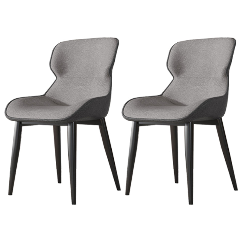 Contemporary Indoor Arm Chair Wingback Upholstered Metal Dining Room Chair Grey 2 Piece Set Clearhalo ' kitchen&dining_furn' 'Dining Chairs' 'Dining Tables & Seating' 'dining_chair' 'furn' 'furn_dining_chair' 'Furniture' 'furniture_dining_chair' 'Kitchen & Dining Furniture' 'kitchen' 4037716
