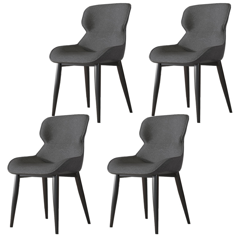 Contemporary Indoor Arm Chair Wingback Upholstered Metal Dining Room Chair Dark Gray 4 Piece Set Clearhalo ' kitchen&dining_furn' 'Dining Chairs' 'Dining Tables & Seating' 'dining_chair' 'furn' 'furn_dining_chair' 'Furniture' 'furniture_dining_chair' 'Kitchen & Dining Furniture' 'kitchen' 4037717