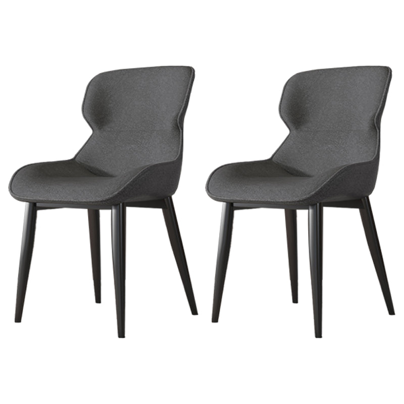 Contemporary Indoor Arm Chair Wingback Upholstered Metal Dining Room Chair Dark Gray 2 Piece Set Clearhalo ' kitchen&dining_furn' 'Dining Chairs' 'Dining Tables & Seating' 'dining_chair' 'furn' 'furn_dining_chair' 'Furniture' 'furniture_dining_chair' 'Kitchen & Dining Furniture' 'kitchen' 4037721