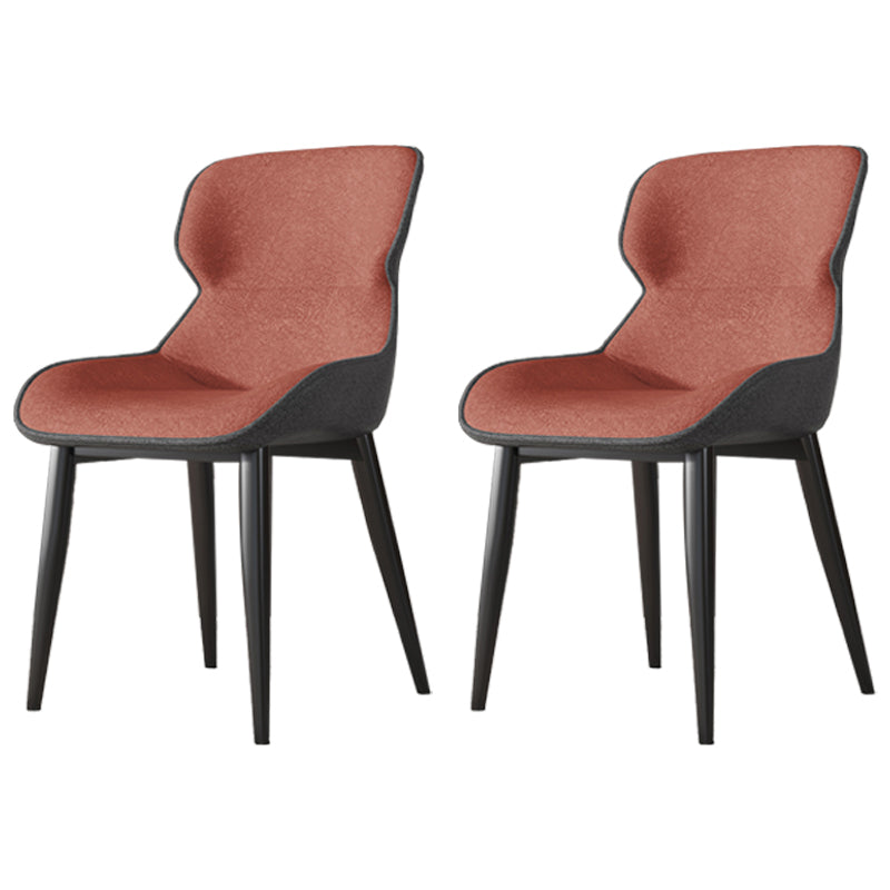 Contemporary Indoor Arm Chair Wingback Upholstered Metal Dining Room Chair Orange 2 Piece Set Clearhalo ' kitchen&dining_furn' 'Dining Chairs' 'Dining Tables & Seating' 'dining_chair' 'furn' 'furn_dining_chair' 'Furniture' 'furniture_dining_chair' 'Kitchen & Dining Furniture' 'kitchen' 4037727