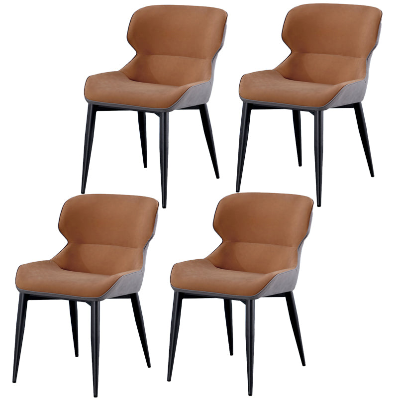 Contemporary Indoor Arm Chair Wingback Upholstered Metal Dining Room Chair Khaki 4 Piece Set Clearhalo ' kitchen&dining_furn' 'Dining Chairs' 'Dining Tables & Seating' 'dining_chair' 'furn' 'furn_dining_chair' 'Furniture' 'furniture_dining_chair' 'Kitchen & Dining Furniture' 'kitchen' 4037736