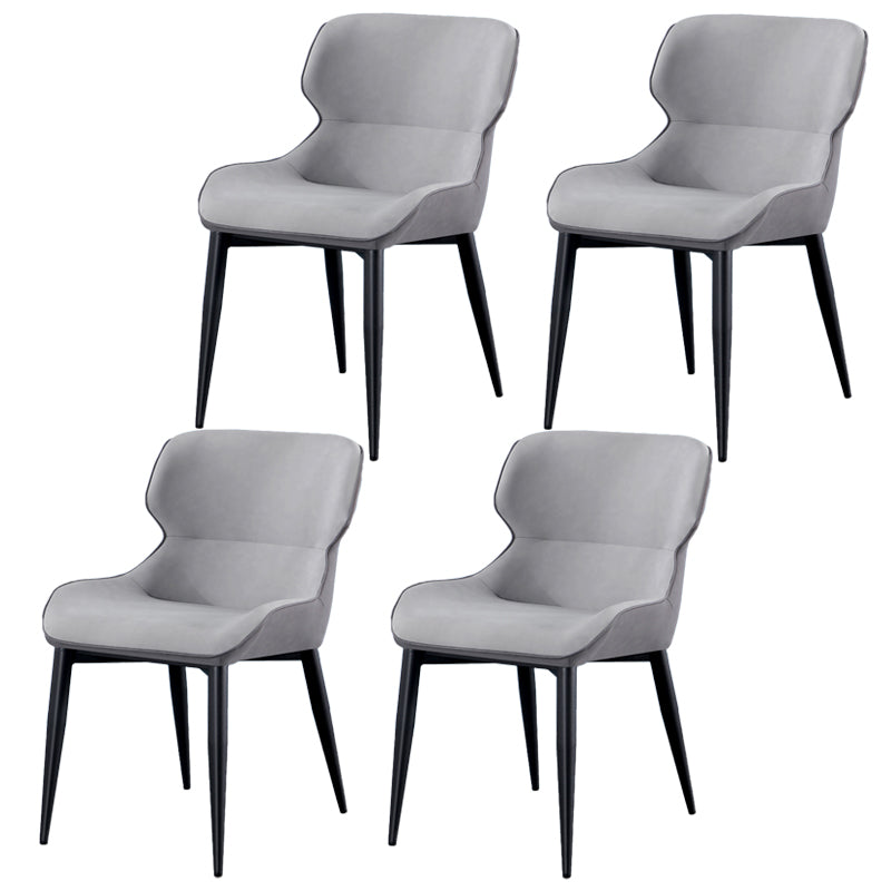 Contemporary Indoor Arm Chair Wingback Upholstered Metal Dining Room Chair Light Gray 4 Piece Set Clearhalo ' kitchen&dining_furn' 'Dining Chairs' 'Dining Tables & Seating' 'dining_chair' 'furn' 'furn_dining_chair' 'Furniture' 'furniture_dining_chair' 'Kitchen & Dining Furniture' 'kitchen' 4037739