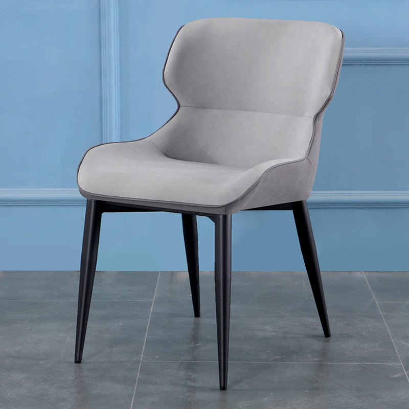 Contemporary Indoor Arm Chair Wingback Upholstered Metal Dining Room Chair Light Gray 1 Piece Clearhalo ' kitchen&dining_furn' 'Dining Chairs' 'Dining Tables & Seating' 'dining_chair' 'furn' 'furn_dining_chair' 'Furniture' 'furniture_dining_chair' 'Kitchen & Dining Furniture' 'kitchen' 4037740