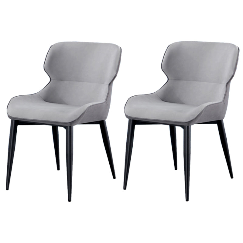 Contemporary Indoor Arm Chair Wingback Upholstered Metal Dining Room Chair Light Gray 2 Piece Set Clearhalo ' kitchen&dining_furn' 'Dining Chairs' 'Dining Tables & Seating' 'dining_chair' 'furn' 'furn_dining_chair' 'Furniture' 'furniture_dining_chair' 'Kitchen & Dining Furniture' 'kitchen' 4037741
