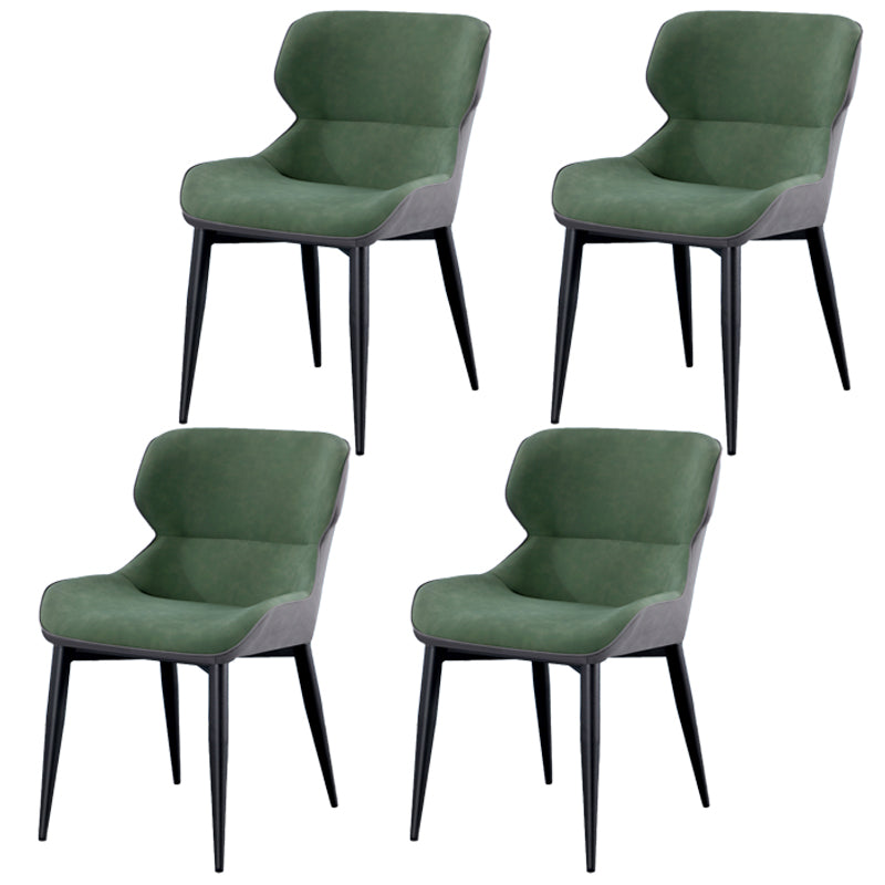 Contemporary Indoor Arm Chair Wingback Upholstered Metal Dining Room Chair Dark Green 4 Piece Set Clearhalo ' kitchen&dining_furn' 'Dining Chairs' 'Dining Tables & Seating' 'dining_chair' 'furn' 'furn_dining_chair' 'Furniture' 'furniture_dining_chair' 'Kitchen & Dining Furniture' 'kitchen' 4037742