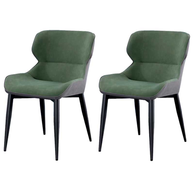 Contemporary Indoor Arm Chair Wingback Upholstered Metal Dining Room Chair Dark Green 2 Piece Set Clearhalo ' kitchen&dining_furn' 'Dining Chairs' 'Dining Tables & Seating' 'dining_chair' 'furn' 'furn_dining_chair' 'Furniture' 'furniture_dining_chair' 'Kitchen & Dining Furniture' 'kitchen' 4037744