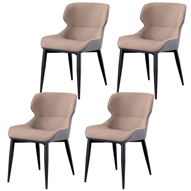 Contemporary Indoor Arm Chair Wingback Upholstered Metal Dining Room Chair Beige 4 Piece Set Clearhalo ' kitchen&dining_furn' 'Dining Chairs' 'Dining Tables & Seating' 'dining_chair' 'furn' 'furn_dining_chair' 'Furniture' 'furniture_dining_chair' 'Kitchen & Dining Furniture' 'kitchen' 4037745