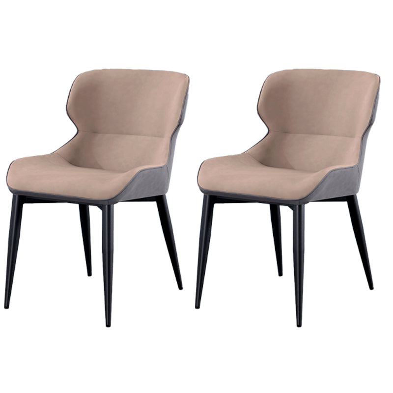 Contemporary Indoor Arm Chair Wingback Upholstered Metal Dining Room Chair Beige 2 Piece Set Clearhalo ' kitchen&dining_furn' 'Dining Chairs' 'Dining Tables & Seating' 'dining_chair' 'furn' 'furn_dining_chair' 'Furniture' 'furniture_dining_chair' 'Kitchen & Dining Furniture' 'kitchen' 4037747