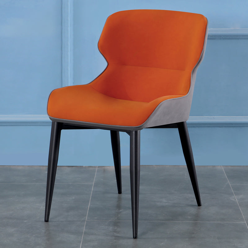 Contemporary Indoor Arm Chair Wingback Upholstered Metal Dining Room Chair Orange 1 Piece Clearhalo ' kitchen&dining_furn' 'Dining Chairs' 'Dining Tables & Seating' 'dining_chair' 'furn' 'furn_dining_chair' 'Furniture' 'furniture_dining_chair' 'Kitchen & Dining Furniture' 'kitchen' 4037752