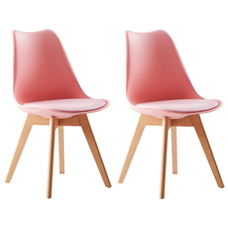 Scandinavian Indoor Side Chair Solid Back Upholstered Dining Room Chair with Wood Legs Pink Set of 2 Clearhalo ' kitchen&dining_furn' 'Dining Chairs' 'Dining Tables & Seating' 'dining_chair' 'Furniture' 'furniture_dining_chair' 'Kitchen & Dining Furniture' 'kitchen' 4037760