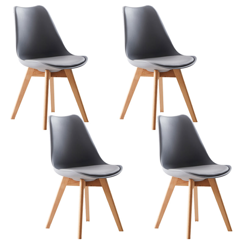 Scandinavian Indoor Side Chair Solid Back Upholstered Dining Room Chair with Wood Legs Grey Set of 4 Clearhalo ' kitchen&dining_furn' 'Dining Chairs' 'Dining Tables & Seating' 'dining_chair' 'Furniture' 'furniture_dining_chair' 'Kitchen & Dining Furniture' 'kitchen' 4037762