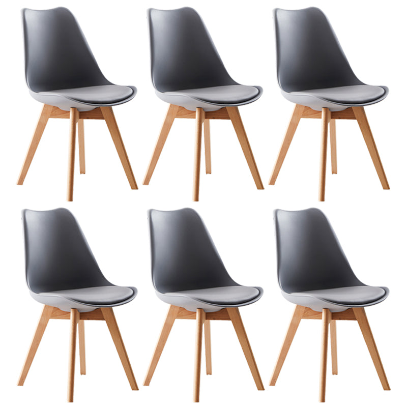 Scandinavian Indoor Side Chair Solid Back Upholstered Dining Room Chair with Wood Legs Grey Set of 6 Clearhalo ' kitchen&dining_furn' 'Dining Chairs' 'Dining Tables & Seating' 'dining_chair' 'Furniture' 'furniture_dining_chair' 'Kitchen & Dining Furniture' 'kitchen' 4037764