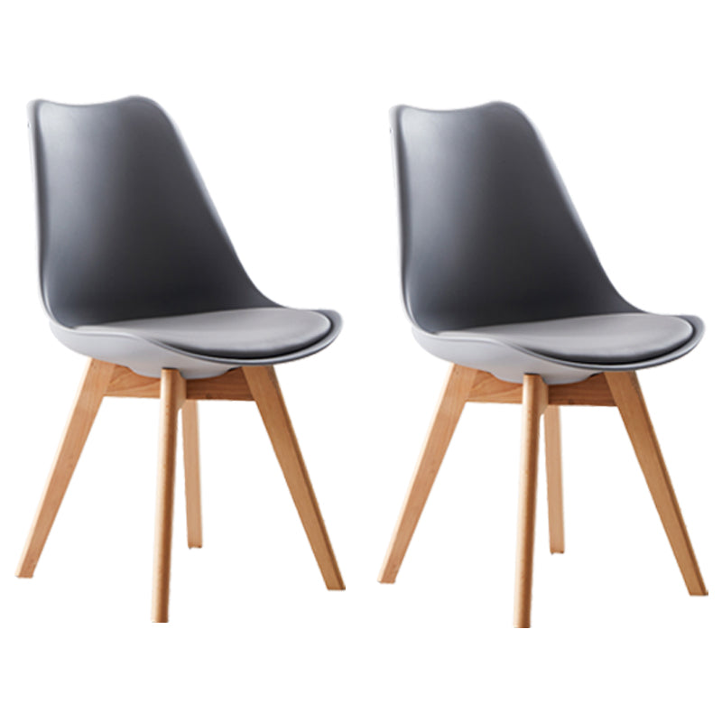 Scandinavian Indoor Side Chair Solid Back Upholstered Dining Room Chair with Wood Legs Grey Set of 2 Clearhalo ' kitchen&dining_furn' 'Dining Chairs' 'Dining Tables & Seating' 'dining_chair' 'Furniture' 'furniture_dining_chair' 'Kitchen & Dining Furniture' 'kitchen' 4037767