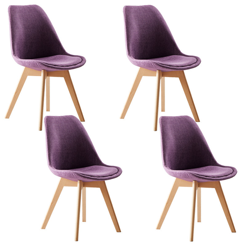 Scandinavian Indoor Side Chair Solid Back Upholstered Dining Room Chair with Wood Legs Purple Set of 4 Clearhalo ' kitchen&dining_furn' 'Dining Chairs' 'Dining Tables & Seating' 'dining_chair' 'Furniture' 'furniture_dining_chair' 'Kitchen & Dining Furniture' 'kitchen' 4037770