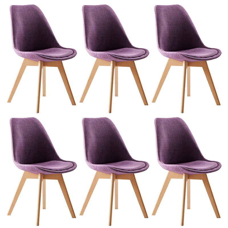 Scandinavian Indoor Side Chair Solid Back Upholstered Dining Room Chair with Wood Legs Purple Set of 6 Clearhalo ' kitchen&dining_furn' 'Dining Chairs' 'Dining Tables & Seating' 'dining_chair' 'Furniture' 'furniture_dining_chair' 'Kitchen & Dining Furniture' 'kitchen' 4037772