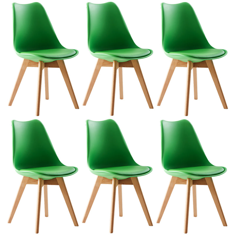 Scandinavian Indoor Side Chair Solid Back Upholstered Dining Room Chair with Wood Legs Green Set of 6 Clearhalo ' kitchen&dining_furn' 'Dining Chairs' 'Dining Tables & Seating' 'dining_chair' 'Furniture' 'furniture_dining_chair' 'Kitchen & Dining Furniture' 'kitchen' 4037775