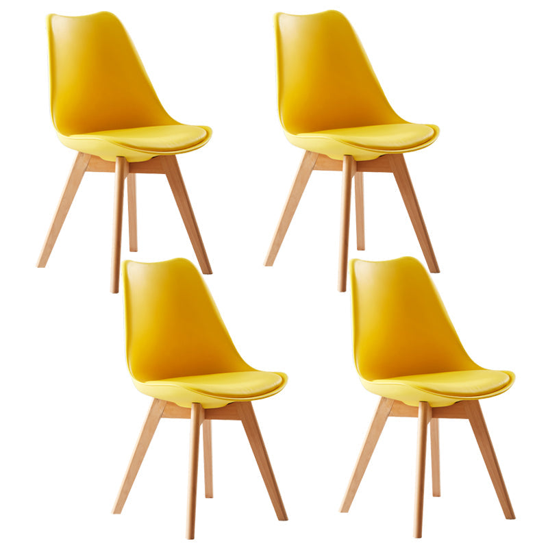 Scandinavian Indoor Side Chair Solid Back Upholstered Dining Room Chair with Wood Legs Yellow Set of 4 Clearhalo ' kitchen&dining_furn' 'Dining Chairs' 'Dining Tables & Seating' 'dining_chair' 'Furniture' 'furniture_dining_chair' 'Kitchen & Dining Furniture' 'kitchen' 4037777