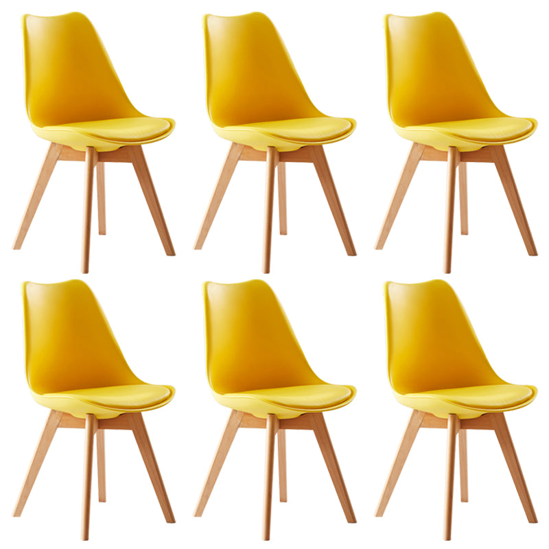 Scandinavian Indoor Side Chair Solid Back Upholstered Dining Room Chair with Wood Legs Yellow Set of 6 Clearhalo ' kitchen&dining_furn' 'Dining Chairs' 'Dining Tables & Seating' 'dining_chair' 'Furniture' 'furniture_dining_chair' 'Kitchen & Dining Furniture' 'kitchen' 4037778