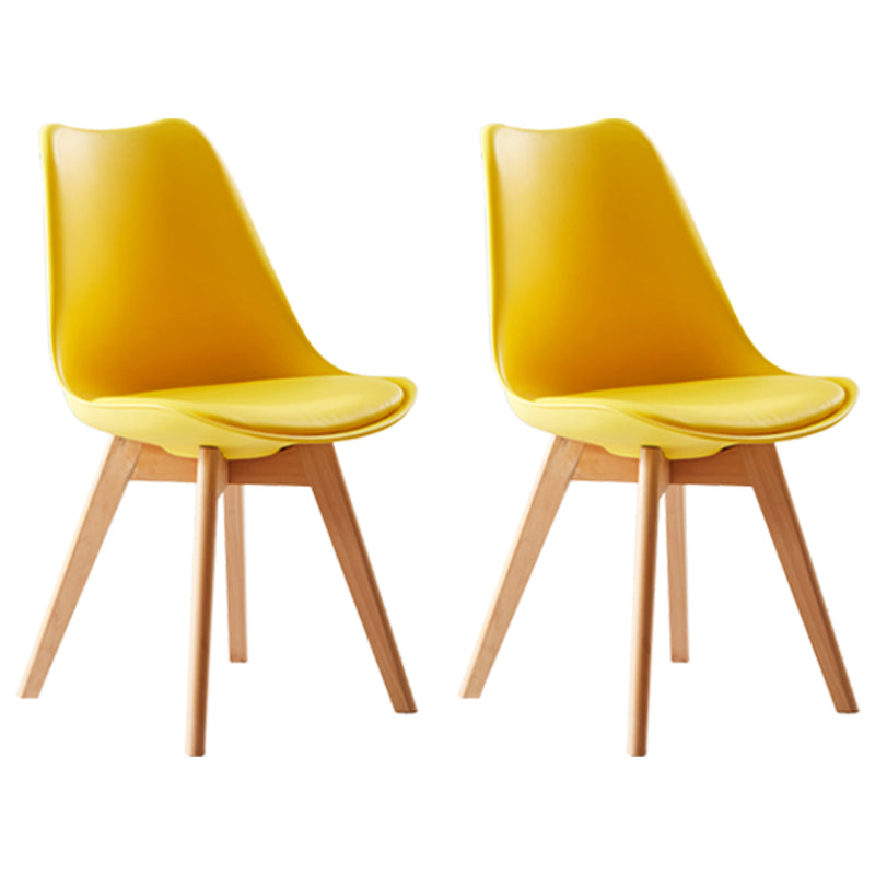 Scandinavian Indoor Side Chair Solid Back Upholstered Dining Room Chair with Wood Legs Yellow Set of 2 Clearhalo ' kitchen&dining_furn' 'Dining Chairs' 'Dining Tables & Seating' 'dining_chair' 'Furniture' 'furniture_dining_chair' 'Kitchen & Dining Furniture' 'kitchen' 4037779