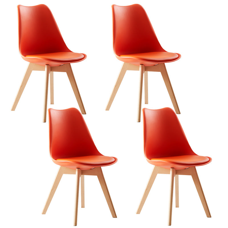Scandinavian Indoor Side Chair Solid Back Upholstered Dining Room Chair with Wood Legs Orange Set of 4 Clearhalo ' kitchen&dining_furn' 'Dining Chairs' 'Dining Tables & Seating' 'dining_chair' 'Furniture' 'furniture_dining_chair' 'Kitchen & Dining Furniture' 'kitchen' 4037780