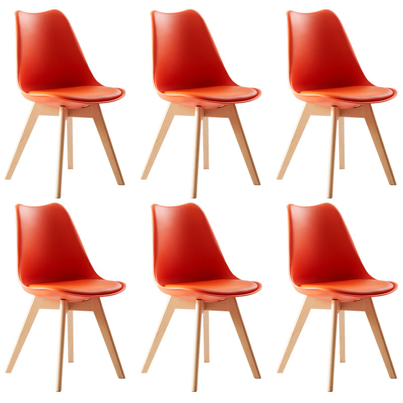 Scandinavian Indoor Side Chair Solid Back Upholstered Dining Room Chair with Wood Legs Orange Set of 6 Clearhalo ' kitchen&dining_furn' 'Dining Chairs' 'Dining Tables & Seating' 'dining_chair' 'Furniture' 'furniture_dining_chair' 'Kitchen & Dining Furniture' 'kitchen' 4037781
