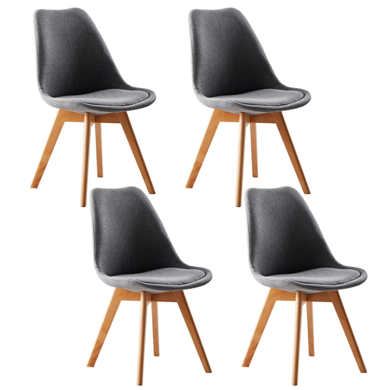 Scandinavian Indoor Side Chair Solid Back Upholstered Dining Room Chair with Wood Legs Dark Gray Set of 4 Clearhalo ' kitchen&dining_furn' 'Dining Chairs' 'Dining Tables & Seating' 'dining_chair' 'Furniture' 'furniture_dining_chair' 'Kitchen & Dining Furniture' 'kitchen' 4037783