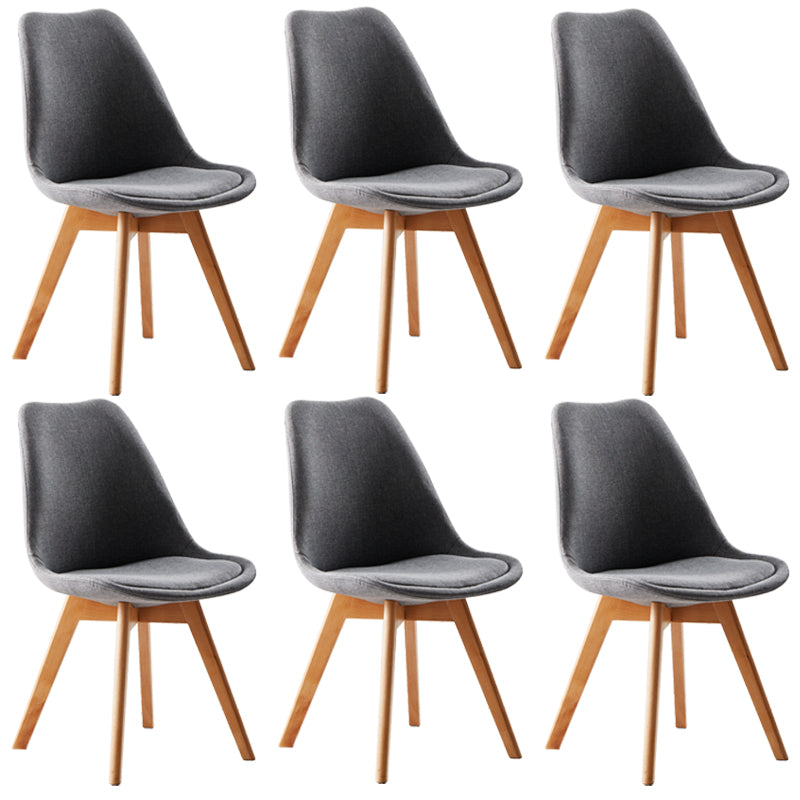 Scandinavian Indoor Side Chair Solid Back Upholstered Dining Room Chair with Wood Legs Dark Gray Set of 6 Clearhalo ' kitchen&dining_furn' 'Dining Chairs' 'Dining Tables & Seating' 'dining_chair' 'Furniture' 'furniture_dining_chair' 'Kitchen & Dining Furniture' 'kitchen' 4037784