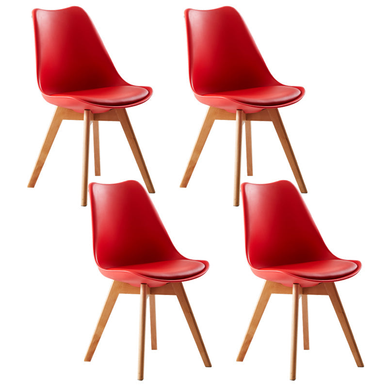 Scandinavian Indoor Side Chair Solid Back Upholstered Dining Room Chair with Wood Legs Red Set of 4 Clearhalo ' kitchen&dining_furn' 'Dining Chairs' 'Dining Tables & Seating' 'dining_chair' 'Furniture' 'furniture_dining_chair' 'Kitchen & Dining Furniture' 'kitchen' 4037786