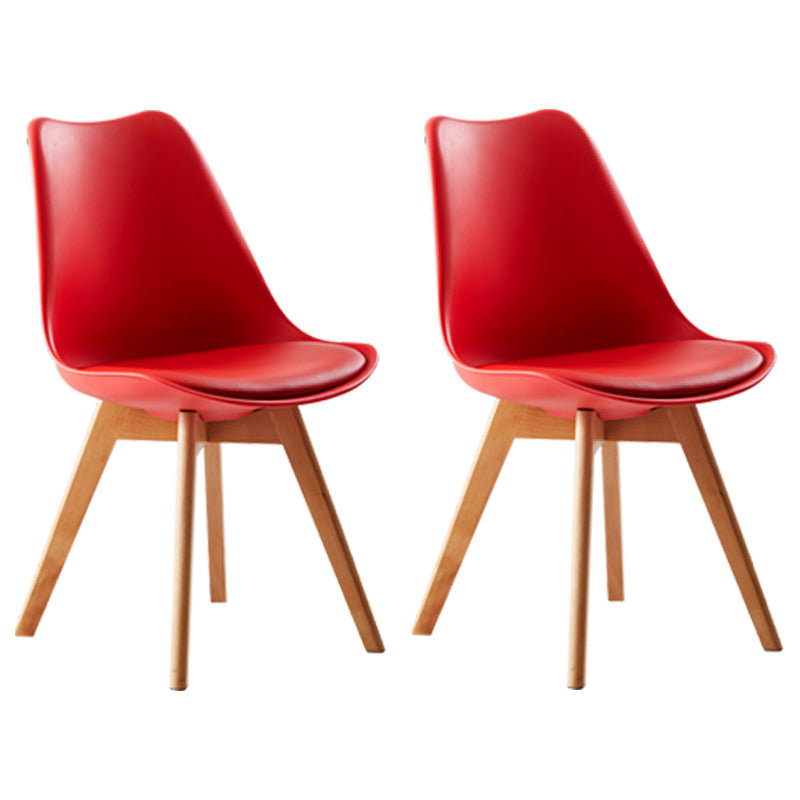 Scandinavian Indoor Side Chair Solid Back Upholstered Dining Room Chair with Wood Legs Red Set of 2 Clearhalo ' kitchen&dining_furn' 'Dining Chairs' 'Dining Tables & Seating' 'dining_chair' 'Furniture' 'furniture_dining_chair' 'Kitchen & Dining Furniture' 'kitchen' 4037788
