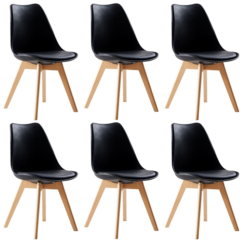Scandinavian Indoor Side Chair Solid Back Upholstered Dining Room Chair with Wood Legs Black Set of 6 Clearhalo ' kitchen&dining_furn' 'Dining Chairs' 'Dining Tables & Seating' 'dining_chair' 'Furniture' 'furniture_dining_chair' 'Kitchen & Dining Furniture' 'kitchen' 4037790