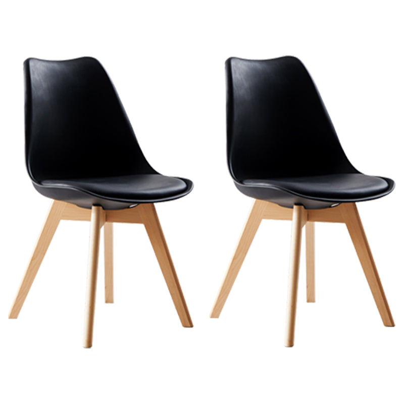 Scandinavian Indoor Side Chair Solid Back Upholstered Dining Room Chair with Wood Legs Black Set of 2 Clearhalo ' kitchen&dining_furn' 'Dining Chairs' 'Dining Tables & Seating' 'dining_chair' 'Furniture' 'furniture_dining_chair' 'Kitchen & Dining Furniture' 'kitchen' 4037791