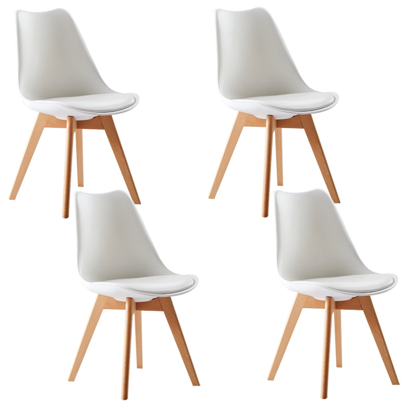 Scandinavian Indoor Side Chair Solid Back Upholstered Dining Room Chair with Wood Legs White Set of 4 Clearhalo ' kitchen&dining_furn' 'Dining Chairs' 'Dining Tables & Seating' 'dining_chair' 'Furniture' 'furniture_dining_chair' 'Kitchen & Dining Furniture' 'kitchen' 4037792