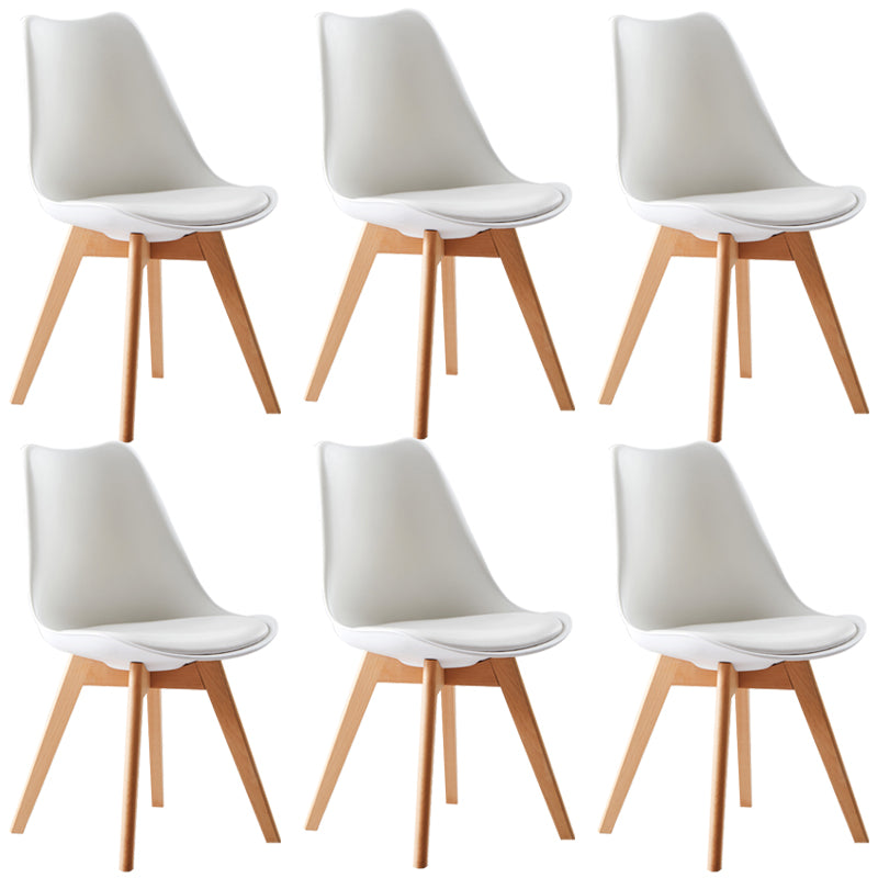 Scandinavian Indoor Side Chair Solid Back Upholstered Dining Room Chair with Wood Legs White Set of 6 Clearhalo ' kitchen&dining_furn' 'Dining Chairs' 'Dining Tables & Seating' 'dining_chair' 'Furniture' 'furniture_dining_chair' 'Kitchen & Dining Furniture' 'kitchen' 4037793