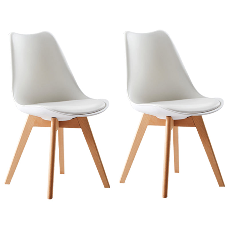 Scandinavian Indoor Side Chair Solid Back Upholstered Dining Room Chair with Wood Legs White Set of 2 Clearhalo ' kitchen&dining_furn' 'Dining Chairs' 'Dining Tables & Seating' 'dining_chair' 'Furniture' 'furniture_dining_chair' 'Kitchen & Dining Furniture' 'kitchen' 4037794