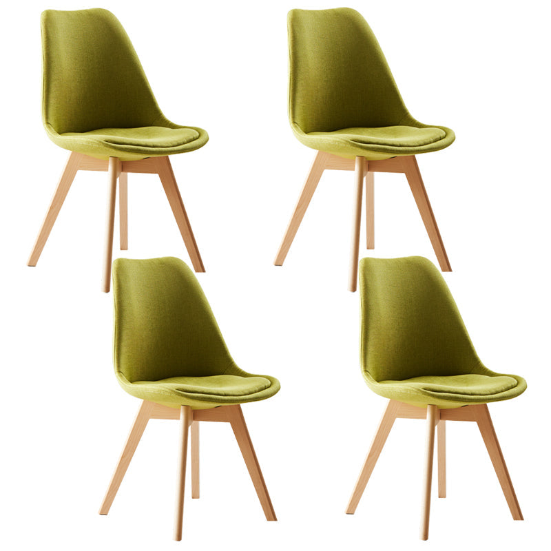 Scandinavian Indoor Side Chair Solid Back Upholstered Dining Room Chair with Wood Legs Pea Green Set of 4 Clearhalo ' kitchen&dining_furn' 'Dining Chairs' 'Dining Tables & Seating' 'dining_chair' 'Furniture' 'furniture_dining_chair' 'Kitchen & Dining Furniture' 'kitchen' 4037795