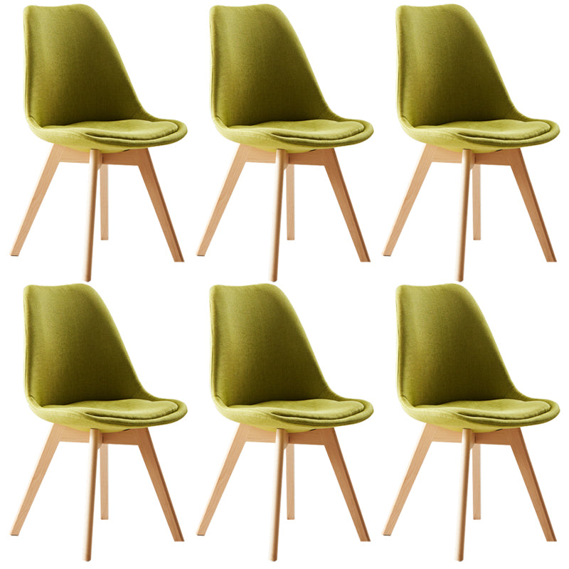 Scandinavian Indoor Side Chair Solid Back Upholstered Dining Room Chair with Wood Legs Pea Green Set of 6 Clearhalo ' kitchen&dining_furn' 'Dining Chairs' 'Dining Tables & Seating' 'dining_chair' 'Furniture' 'furniture_dining_chair' 'Kitchen & Dining Furniture' 'kitchen' 4037796