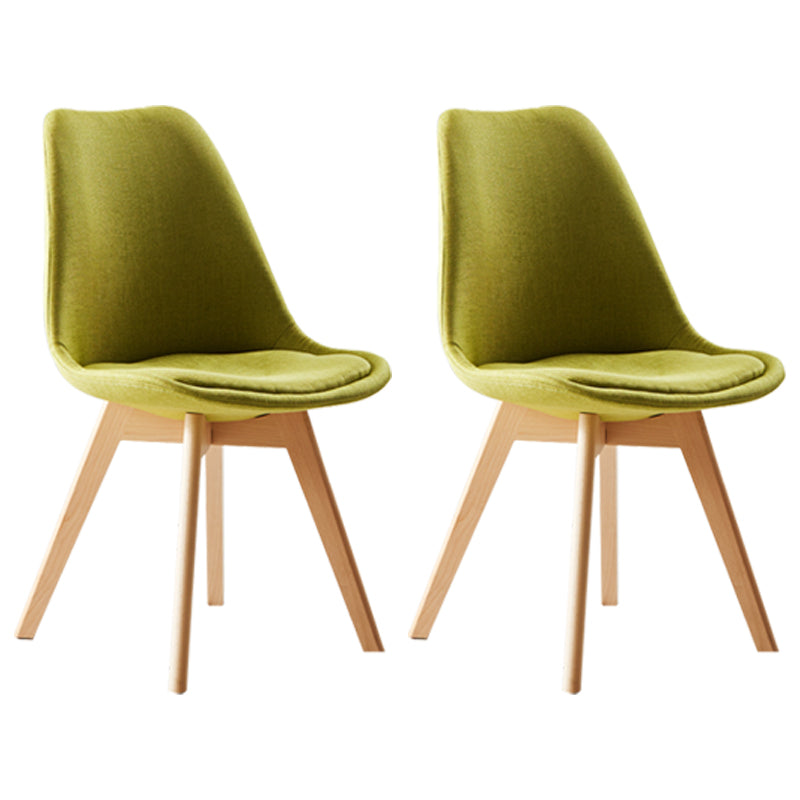 Scandinavian Indoor Side Chair Solid Back Upholstered Dining Room Chair with Wood Legs Pea Green Set of 2 Clearhalo ' kitchen&dining_furn' 'Dining Chairs' 'Dining Tables & Seating' 'dining_chair' 'Furniture' 'furniture_dining_chair' 'Kitchen & Dining Furniture' 'kitchen' 4037797