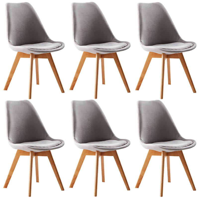 Scandinavian Indoor Side Chair Solid Back Upholstered Dining Room Chair with Wood Legs Light Gray Set of 6 Clearhalo ' kitchen&dining_furn' 'Dining Chairs' 'Dining Tables & Seating' 'dining_chair' 'Furniture' 'furniture_dining_chair' 'Kitchen & Dining Furniture' 'kitchen' 4037799