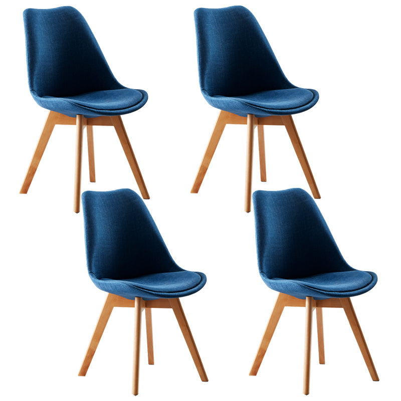 Scandinavian Indoor Side Chair Solid Back Upholstered Dining Room Chair with Wood Legs Blue Set of 4 Clearhalo ' kitchen&dining_furn' 'Dining Chairs' 'Dining Tables & Seating' 'dining_chair' 'Furniture' 'furniture_dining_chair' 'Kitchen & Dining Furniture' 'kitchen' 4037801