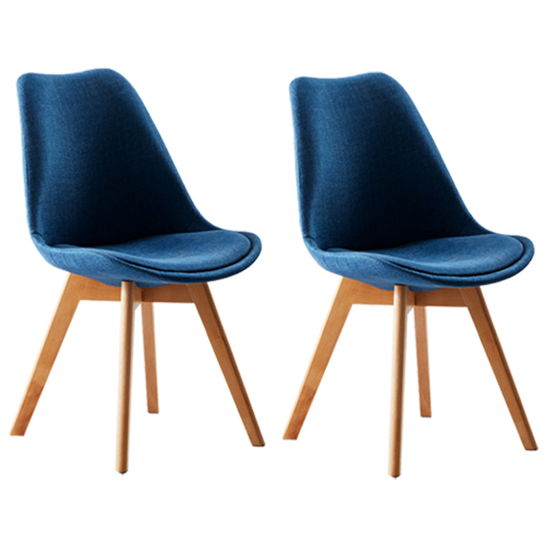 Scandinavian Indoor Side Chair Solid Back Upholstered Dining Room Chair with Wood Legs Blue Set of 2 Clearhalo ' kitchen&dining_furn' 'Dining Chairs' 'Dining Tables & Seating' 'dining_chair' 'Furniture' 'furniture_dining_chair' 'Kitchen & Dining Furniture' 'kitchen' 4037803