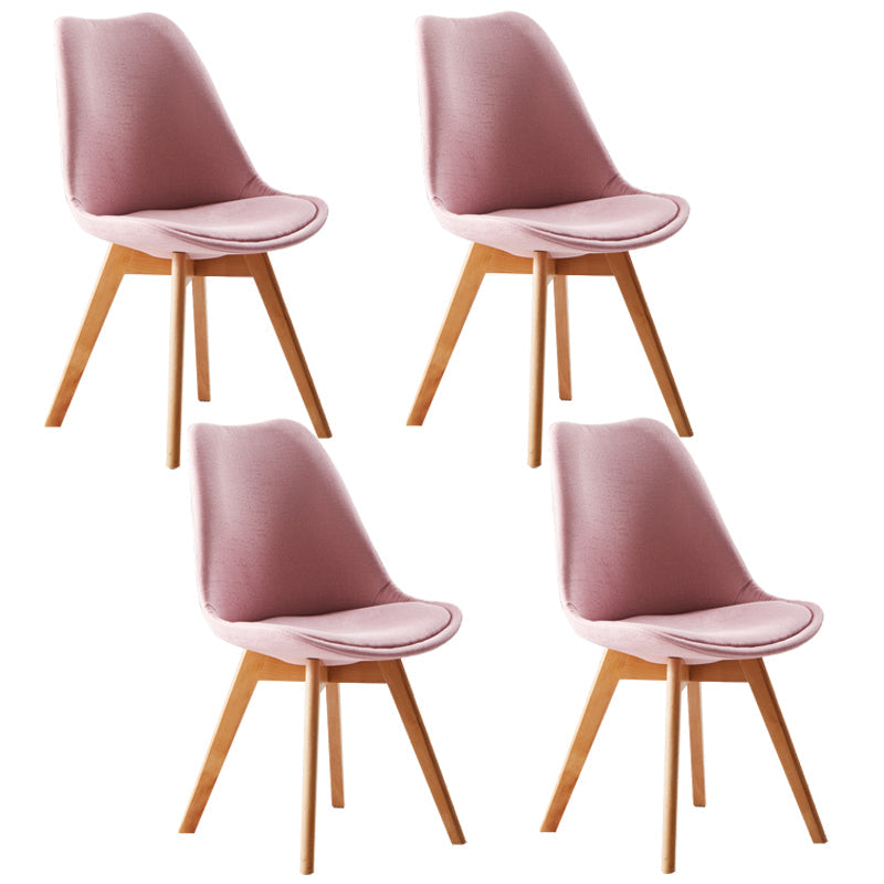 Scandinavian Indoor Side Chair Solid Back Upholstered Dining Room Chair with Wood Legs Nude Pink Set of 4 Clearhalo ' kitchen&dining_furn' 'Dining Chairs' 'Dining Tables & Seating' 'dining_chair' 'Furniture' 'furniture_dining_chair' 'Kitchen & Dining Furniture' 'kitchen' 4037804