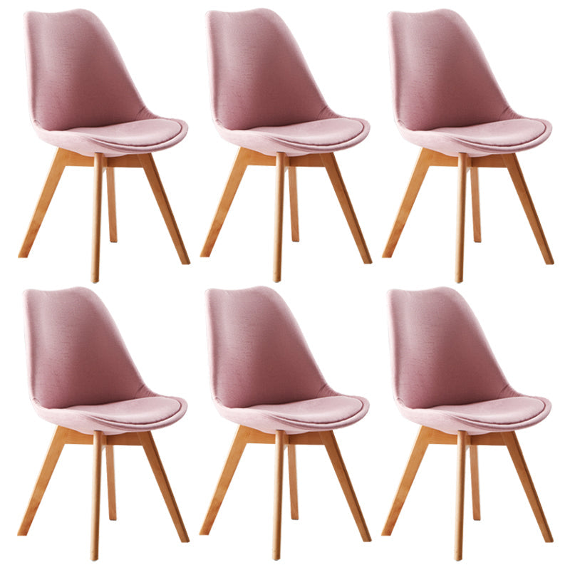 Scandinavian Indoor Side Chair Solid Back Upholstered Dining Room Chair with Wood Legs Nude Pink Set of 6 Clearhalo ' kitchen&dining_furn' 'Dining Chairs' 'Dining Tables & Seating' 'dining_chair' 'Furniture' 'furniture_dining_chair' 'Kitchen & Dining Furniture' 'kitchen' 4037805