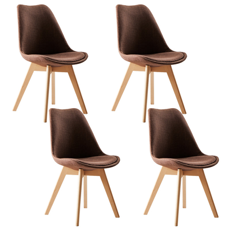 Scandinavian Indoor Side Chair Solid Back Upholstered Dining Room Chair with Wood Legs Coffee Set of 4 Clearhalo ' kitchen&dining_furn' 'Dining Chairs' 'Dining Tables & Seating' 'dining_chair' 'Furniture' 'furniture_dining_chair' 'Kitchen & Dining Furniture' 'kitchen' 4037807
