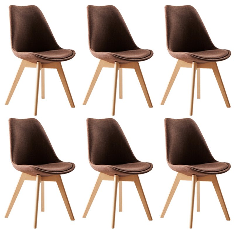 Scandinavian Indoor Side Chair Solid Back Upholstered Dining Room Chair with Wood Legs Coffee Set of 6 Clearhalo ' kitchen&dining_furn' 'Dining Chairs' 'Dining Tables & Seating' 'dining_chair' 'Furniture' 'furniture_dining_chair' 'Kitchen & Dining Furniture' 'kitchen' 4037808