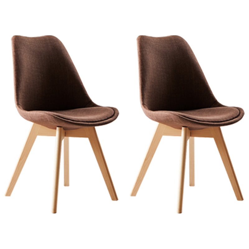 Scandinavian Indoor Side Chair Solid Back Upholstered Dining Room Chair with Wood Legs Coffee Set of 2 Clearhalo ' kitchen&dining_furn' 'Dining Chairs' 'Dining Tables & Seating' 'dining_chair' 'Furniture' 'furniture_dining_chair' 'Kitchen & Dining Furniture' 'kitchen' 4037809