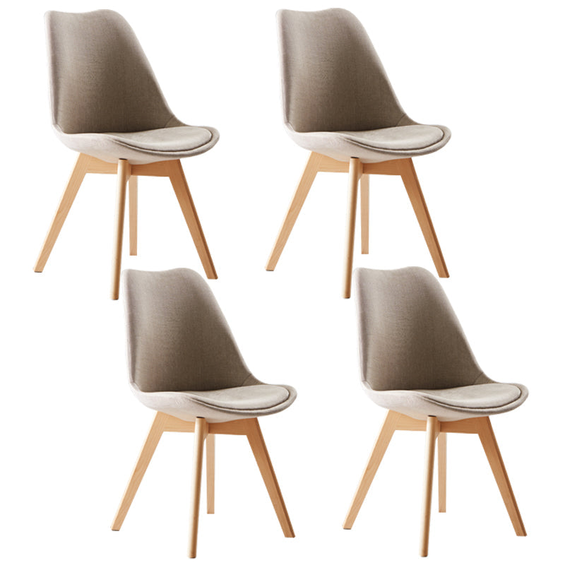Scandinavian Indoor Side Chair Solid Back Upholstered Dining Room Chair with Wood Legs Beige-Yellow Set of 4 Clearhalo ' kitchen&dining_furn' 'Dining Chairs' 'Dining Tables & Seating' 'dining_chair' 'Furniture' 'furniture_dining_chair' 'Kitchen & Dining Furniture' 'kitchen' 4037810