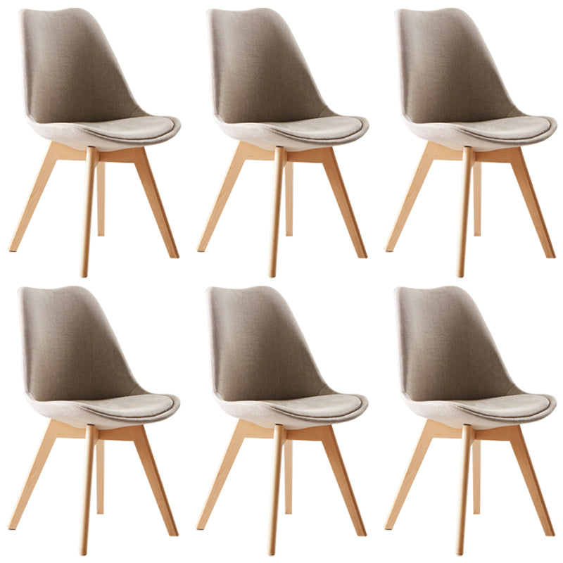 Scandinavian Indoor Side Chair Solid Back Upholstered Dining Room Chair with Wood Legs Beige-Yellow Set of 6 Clearhalo ' kitchen&dining_furn' 'Dining Chairs' 'Dining Tables & Seating' 'dining_chair' 'Furniture' 'furniture_dining_chair' 'Kitchen & Dining Furniture' 'kitchen' 4037811