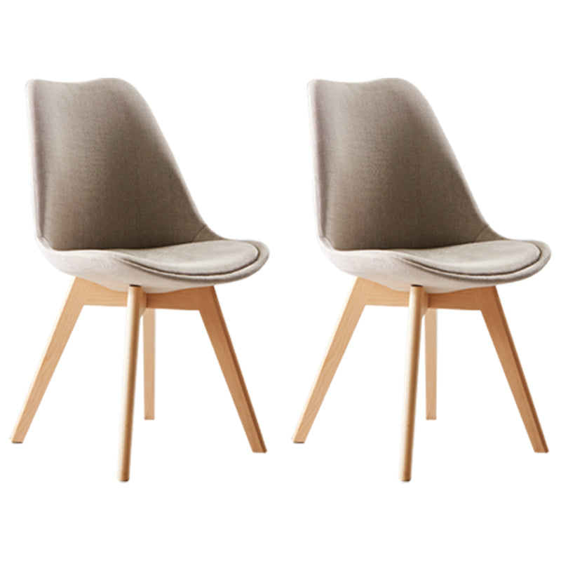 Scandinavian Indoor Side Chair Solid Back Upholstered Dining Room Chair with Wood Legs Beige-Yellow Set of 2 Clearhalo ' kitchen&dining_furn' 'Dining Chairs' 'Dining Tables & Seating' 'dining_chair' 'Furniture' 'furniture_dining_chair' 'Kitchen & Dining Furniture' 'kitchen' 4037812