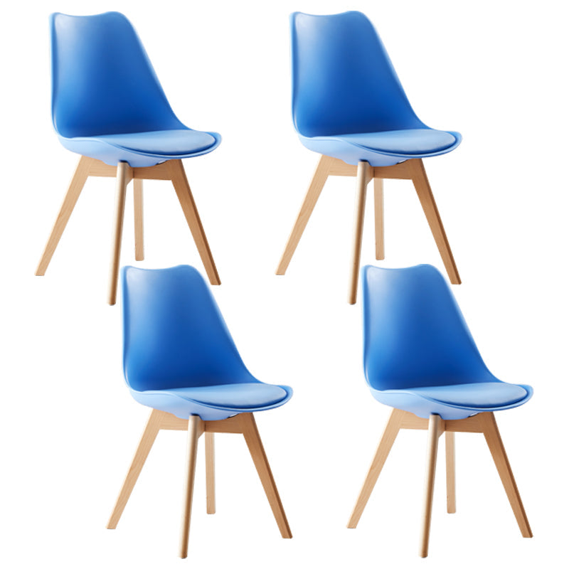 Scandinavian Indoor Side Chair Solid Back Upholstered Dining Room Chair with Wood Legs Sky Blue Set of 4 Clearhalo ' kitchen&dining_furn' 'Dining Chairs' 'Dining Tables & Seating' 'dining_chair' 'Furniture' 'furniture_dining_chair' 'Kitchen & Dining Furniture' 'kitchen' 4037813